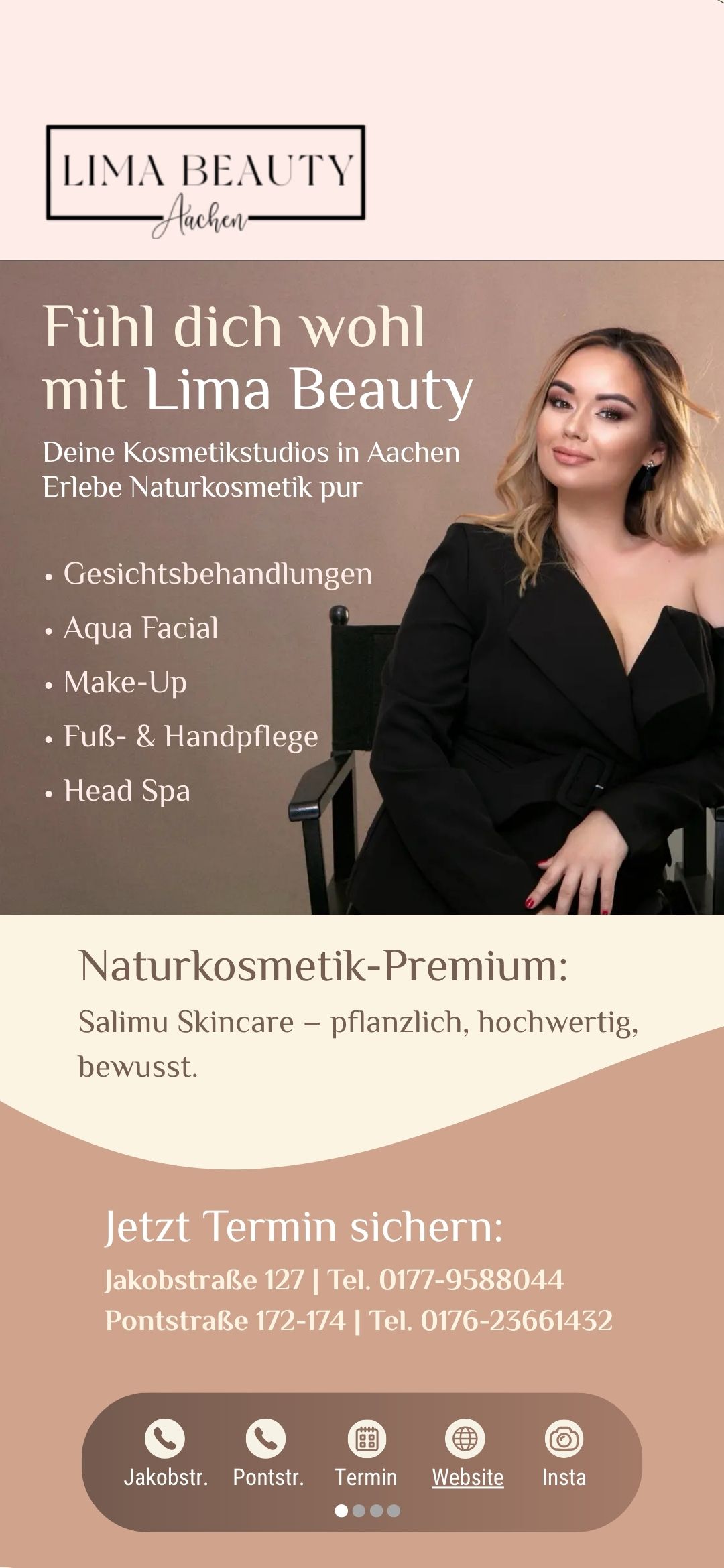 SlideCard Beispiel: Kosmetikstudio